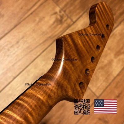 Roasted Flame Maple Rosewood Strat Neck Satin Fits Warmoth Stratocast body 2SME