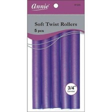 Annie Soft Twist Rollers 3/4in, 6 Count Heatless Hair Curlers, Purple 1205 3pk