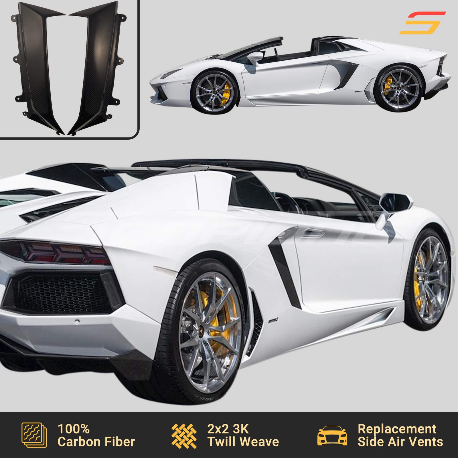 Scopione Carbon Side Fender Air Vents for Lamborghini 12-17 Aventador LP700-4