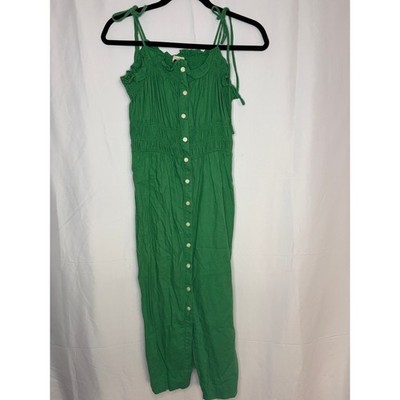Universal Thread Smocked Linen Dress Green Sz L