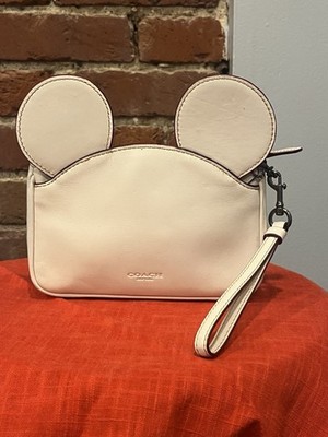 Disney x Coach Mickey Mouse Ears Leather Wristlet Wallet Pouch