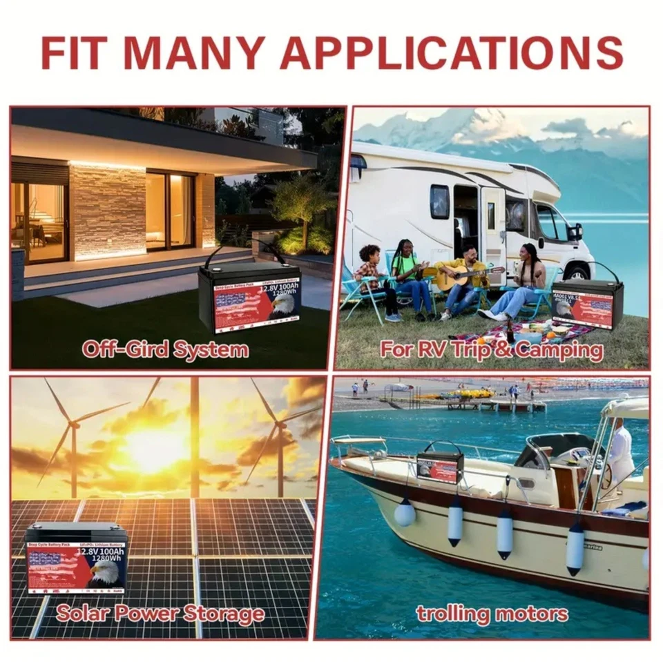 Batería de Litio 12V 100Ah LiFePO4 Grupo 31 1280Wh Mejorada Protección Baja Temperatura Foto 3 de 4