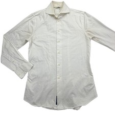 Suitsupply Shirt Mens 38 White Long Sleeve Button Up Spread Collar Twill Slim