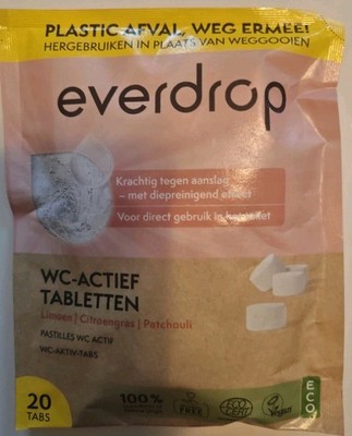 Everdrop  20 Stück WC Aktiv Tabs, Tiefenreinigung dank Probiotika 100% natürlich