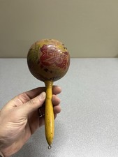 Vintage Hand-Made Hand Carved Springs Fun Folk Art Maraca, Caribbean