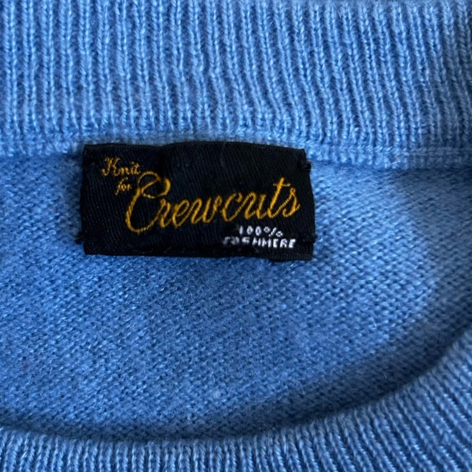 Suéter para niños de manga larga cuello redondo azul cachemir 100 % cortes redondos Foto 3 de 4