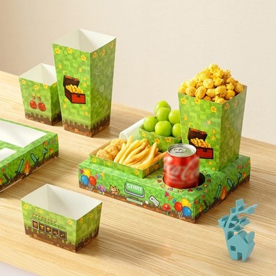 Baffect Movie Night Snack Trays 100pcs Include 20 Pixel Party Trays, 20 Popcorn