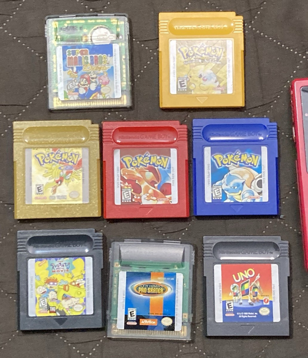 Vintage 1998 Nintendo Handheld Game Boy Console With 8 Original