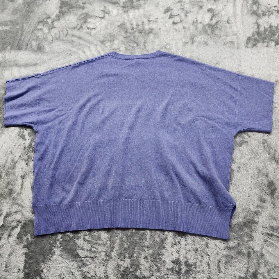 Espléndido Suéter Para Mujer L Púrpura Cuello Redondo Manga Corta Cuadrado Pullover De Gran Tamaño Foto 4 de 4