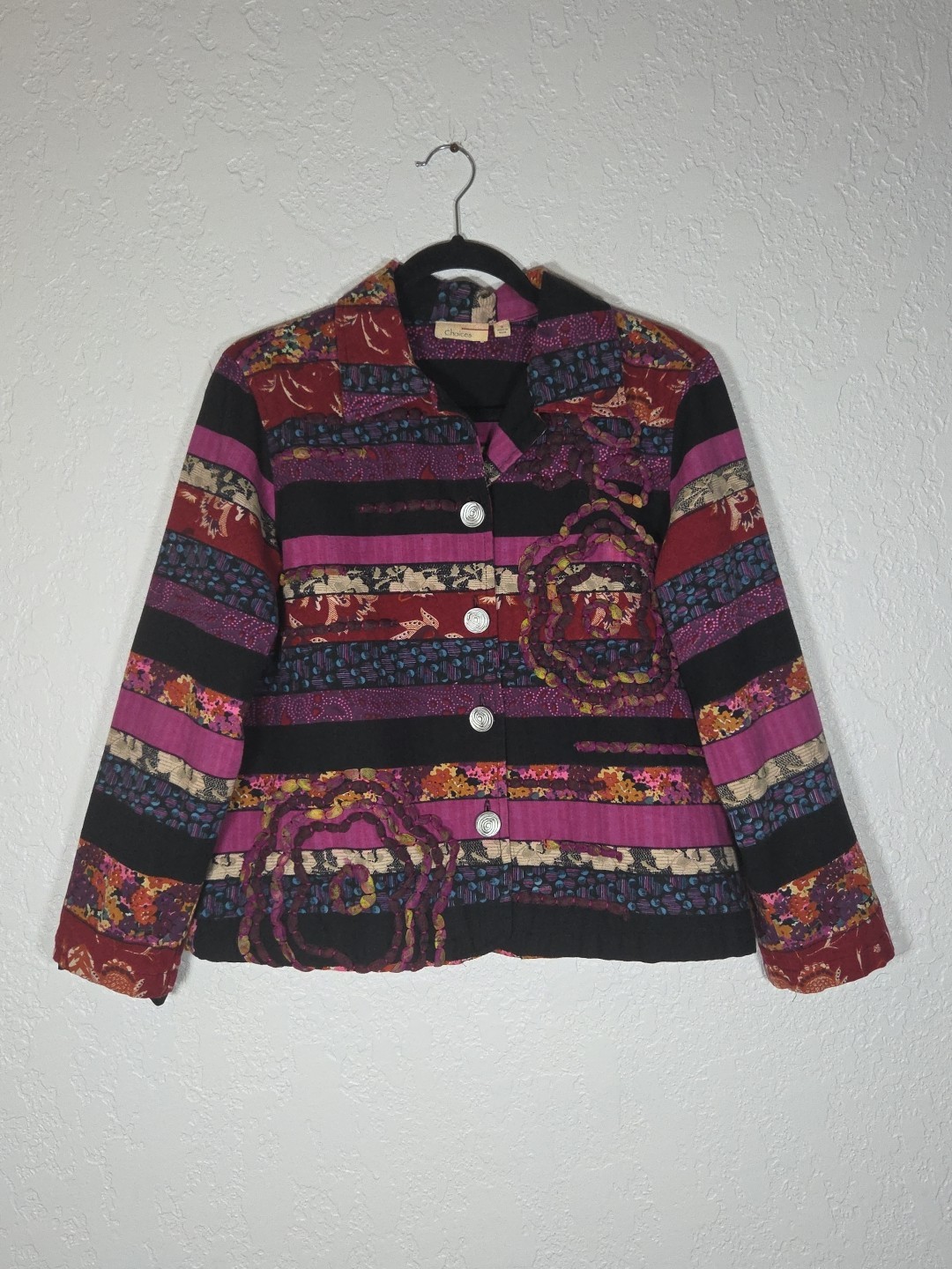 Choices Multicolor Textured Small Button Down Jac… - image 1