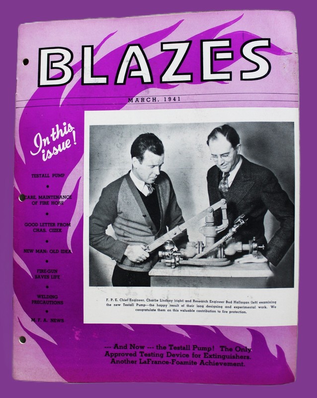 BLAZES MAGAZINE MARCH 1941 AMERICAN LA FRANCE FOAMLITE CORP FIREFIGHTING NEWS