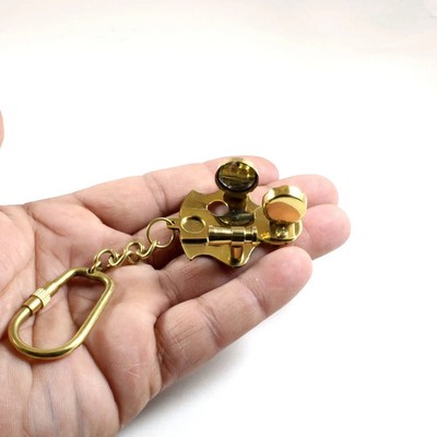 Handmade Brass Sextant Keychain Nautical Vintage Maritime Navigation Key Ring