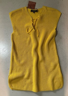 Loro Piana Women Rapallo Ribbed Top Blouse SUNNY YELLOW Size S New $1450