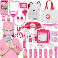 33Pcs Pet Doctor Kit for Toddlers - Dress up Costume  Pretend Doctor Play Set w