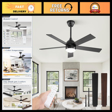 48" Ceiling Fan with Light Remote - 5 Dual-Color Blades, Quiet DC Motor, 6 Spe