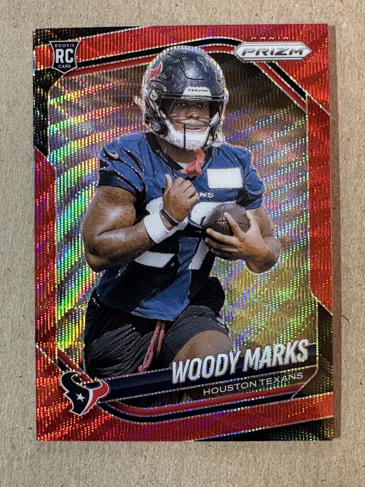 2025 Panini Prizm #395 Woody Marks Red Wave #/149 Houston Texans