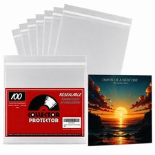 Resealable Record Outer Sleeves for 12" Vinyl Records Crystal Clear 100 cry...