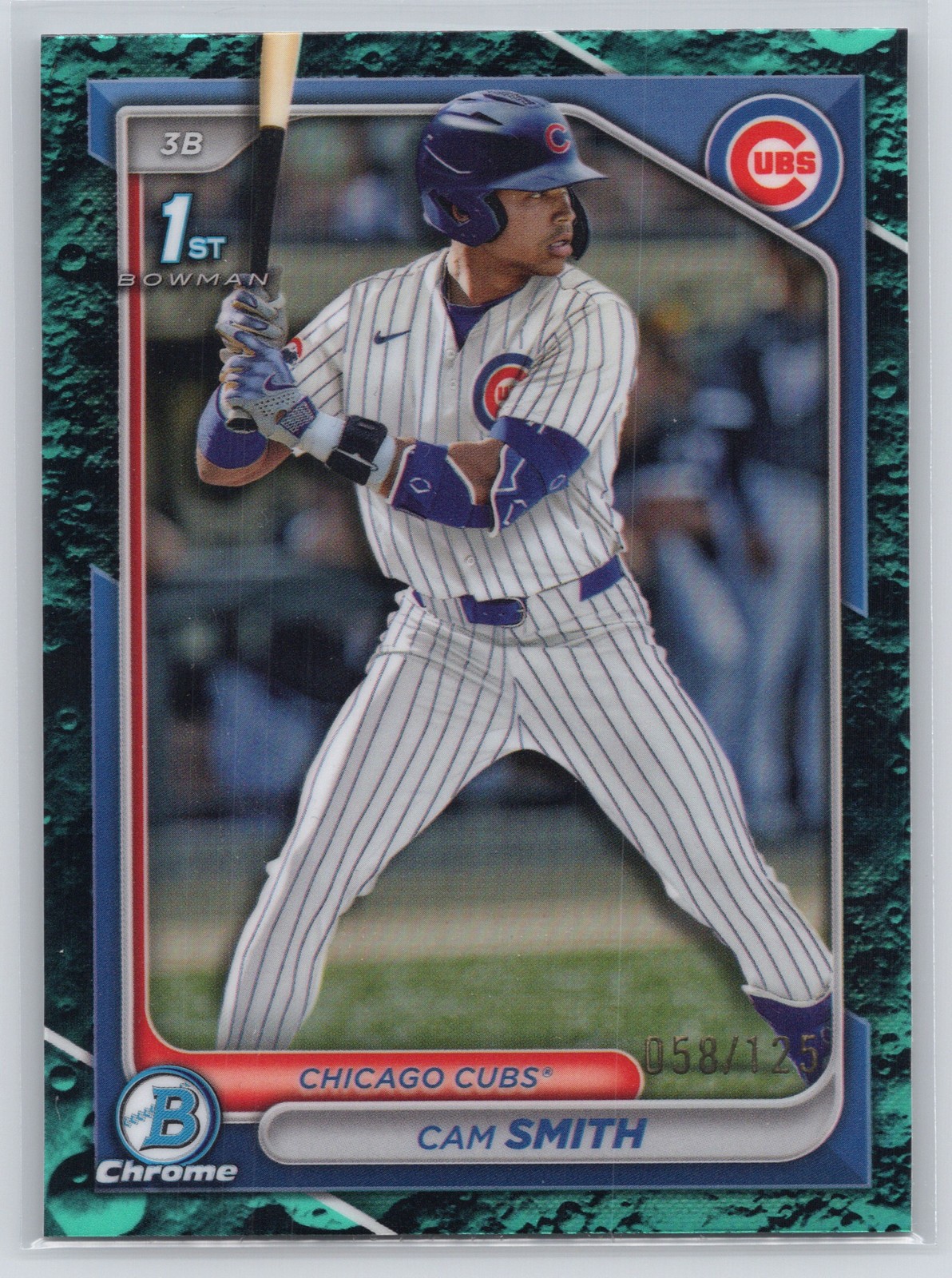 2024 Bowman Draft #BDC-67 Cam Smith Chrome Aqua Lunar Crater Refractor #/125