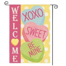 Valentine  s Day Garden Flag 12x18 Double Sided, Candy Love Hearts Outdoor Decor