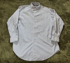 Ralph Lauren Shirt Mens 16 Blue Stripe Yarmouth Button Down Long Sleeve Oxford