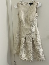 Lauren Ralph Lauren 4P Petite Ivory Gold Metallic Dot Fit Flare Dress