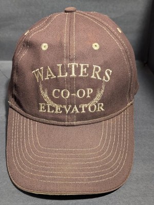 Walters Co-Op Elevator Hat Cap Strap Back Brown Embroidered Ad Mens Farm Work