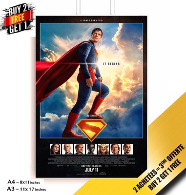 Superman 2025 Plakat   Retro Stil Dc Film Druck   It Begins   A3 A4 Art    