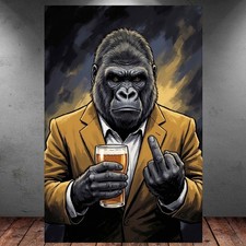 LEINWAND BILD ER XXL ABSTRAKT GORILLA AFFE BIER BUNT GRAFFITI WAND POSTER 1941