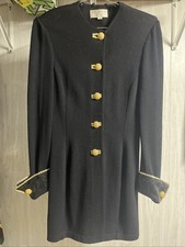St. John Evening Jacket 8 by Marie Gray Black Knit Gold Embroidery button Cuffs