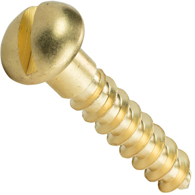 #4 Round Head Slotted Drive Wood Screws Solid Brass All Lengths In Listing