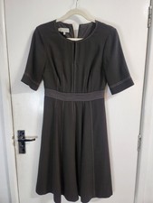 Hobbs Dress Khaki Size Uk 8 Lined A-Line Smart Work Short Sleeve