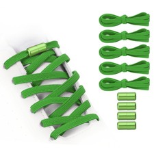 No Tie Shoelaces Tieless Elastic Shoe Laces 5Pcs with 4 Metal Buckles Dark Green
