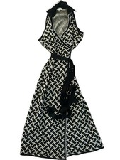 Diane von Furstenberg Target L Black Geometric Viscose Poly Wrap Sweater Dress