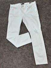 Bullhead Denim Jeans Mens 34x30 White Skinny Stretch Distressed (Act 37X29 in)