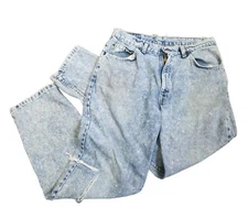 Vtg Brittania Acid Jeans Mens Unisex Sz 30 x 29 High Waist Straight Distressed 