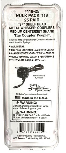 HO Kadee #118-25 SF Shelf Whisker Metal Couplers Medium 9/32" Centerset (25)pr - Picture 2 of 5