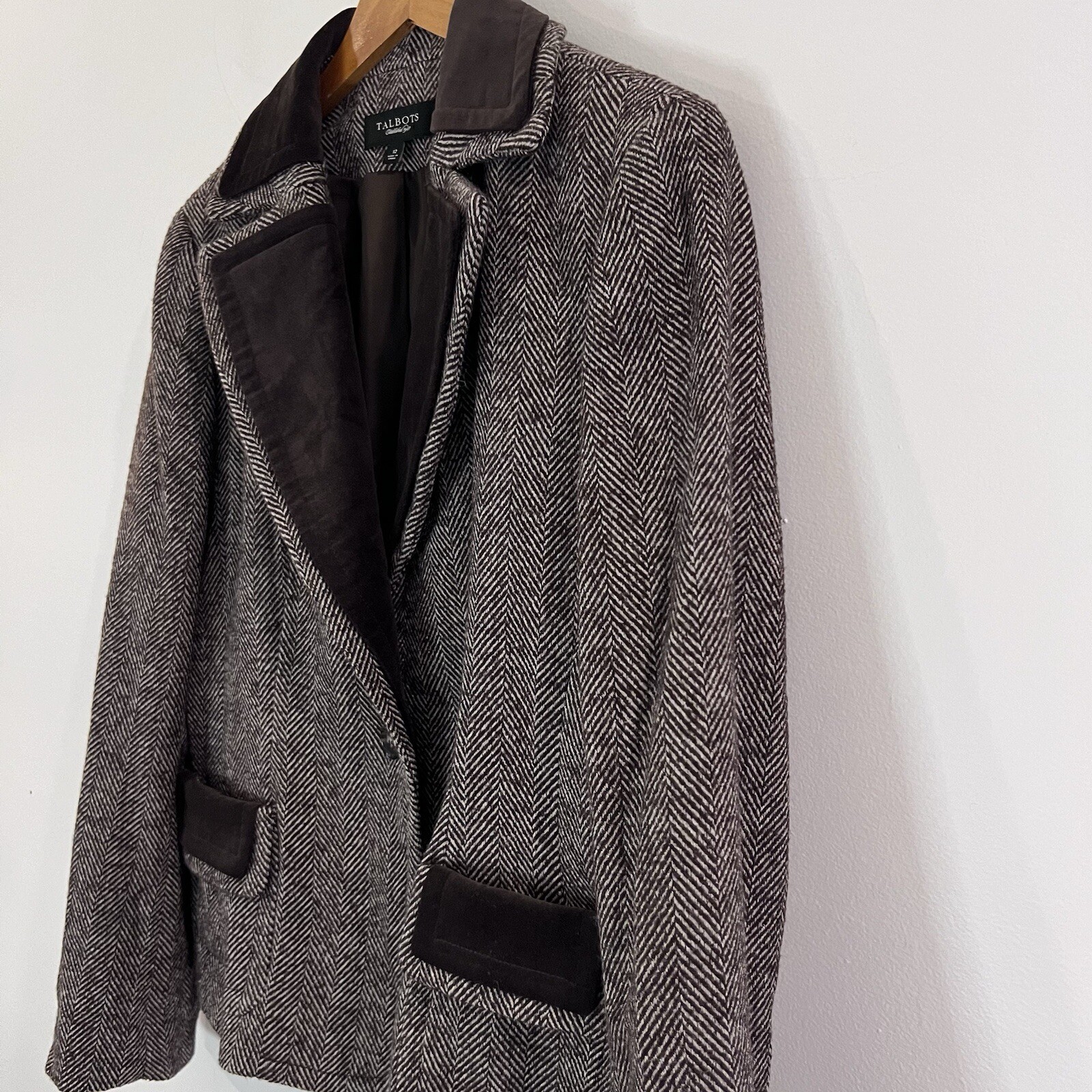 Talbots Brown Herringbone Patterned Blazer Wool A… - image 2