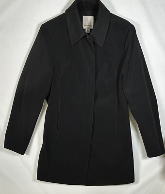Anne Klein 2 Sleek Black Weather-Resistant Snap Button Soft Shell Womens Jacket