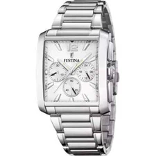 Festina Chronograph F206351 Mens Stainless Steel White Dial Analog Quartz Watch