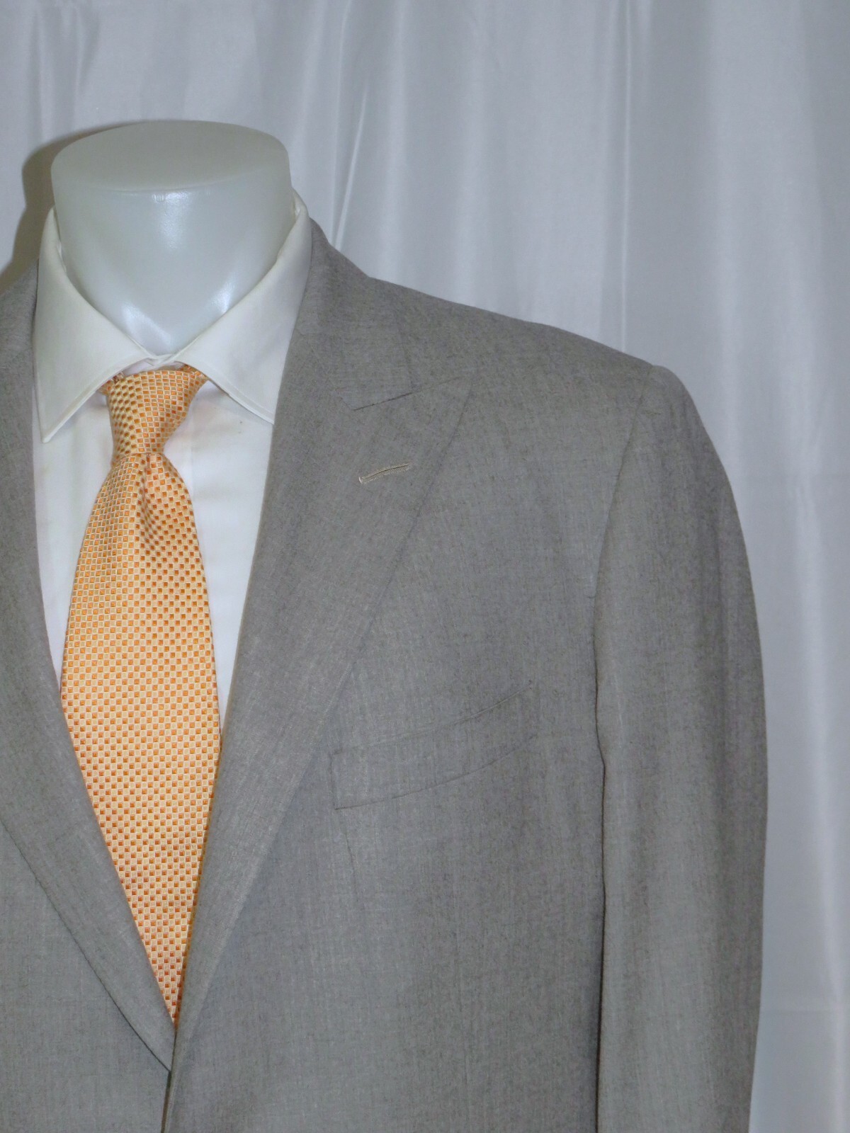 Alan Flusser Pale Gray Solid Flannel Bespoke Two … - image 5