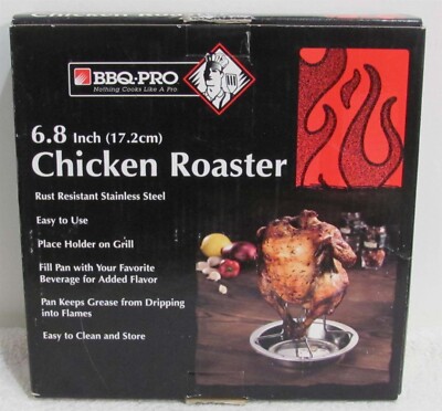 BBQ-PRO 6.8 Inch Stainless Steel Chicken Roaster (New in Box)