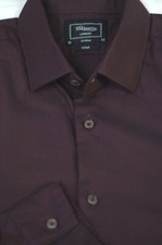 TM Lewin Men's Cabernet Herringbone Cotton Dress Shirt 16 x 33