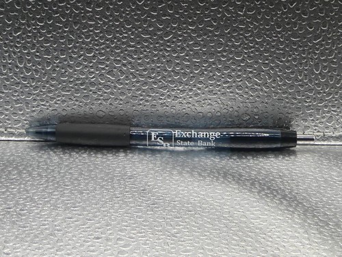Exchange State Bank ESB Clear Blue Black White Advertising Ballpoint Pen