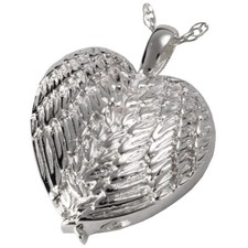 Angel Wing Heart Ash Holder Cremation Urn Pendant Necklace Sterling Silver