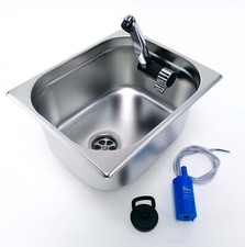 Edelstahl Spülbecken + Wasserhahn Ablauf Tauchpumpe Camping Spüle Waschbecken 