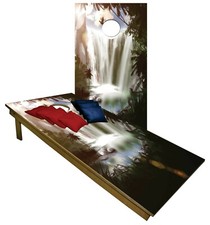 CORNHOLE BEANBAG TOSS GAME w Bags Game Boards Waterfall Tropical Eagle Set 911