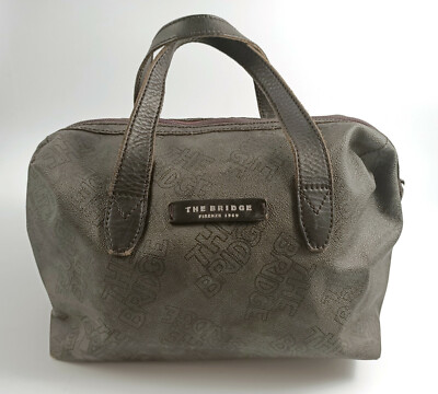 BORSA DONNA THE BRIDGE GRIGIA MANICI IN PELLE MARRONE 100