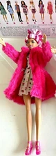African American Barbie Fashionistas #150 SHAVED HEAD FUR COAT DRESS SHOES HAT