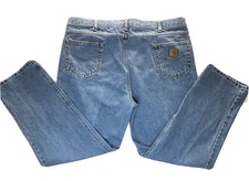 Carhartt Mens Blue Jeans Relaxed Fit B18-STW  100% Cotton Denim Size 42 X 30