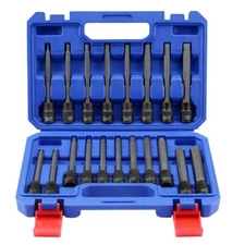 WORKPRO 19PCS 3/8" Drive Extra Long Torx Hex Bit Socket Set Long Allen Star Bits